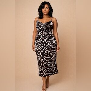 Calvin Klein Black and Pink Patterned Dress